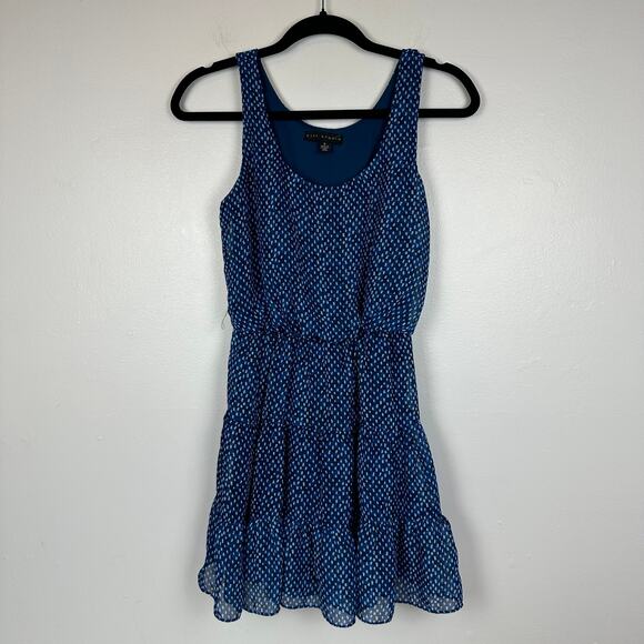 City Studio Womens Dot Print Tiered Cinched Blue Sleeveless Dress Small NO BELT - Picture 1 of 11